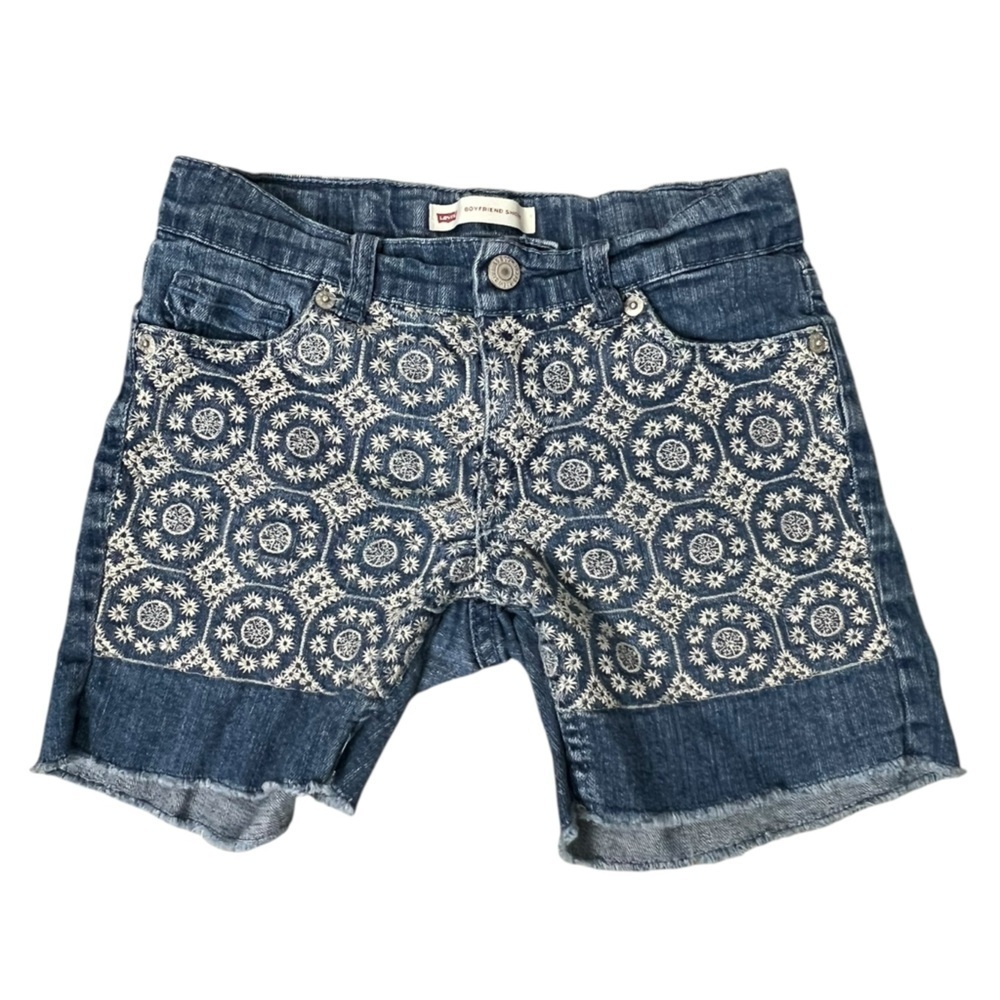 Levi's Blue Patterned Kids Boyfriend Shorts - Size 10